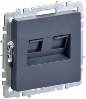 Розетка компьютерная без рамки IEK Brite РК10-2-БрМ 2-м. RJ45+RJ45 5e маренго картинка